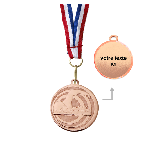 MÉDAILLE NATATION BRONZE 32 MM PERSONNALISÉE