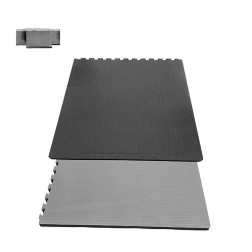 LOT 10 TAPIS PUZZLE 2CM NOIR/GRIS - Mousse EVA recyclée