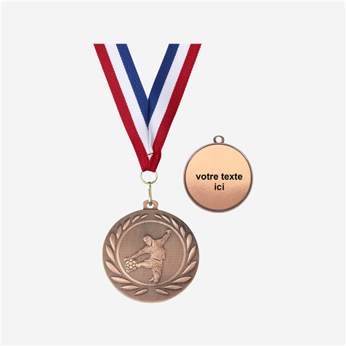 MÉDAILLE FOOTBALLEUR BRONZE 50 MM PERSONNALISÉE