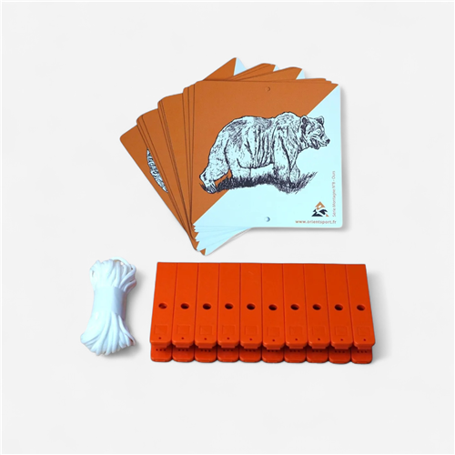 Balises et pinces de course d'orientatiion Animaux - Lot de 10