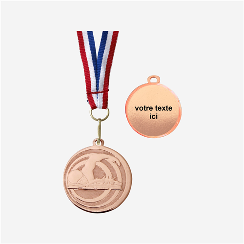 MÉDAILLE NATATION BRONZE 32 MM PERSONNALISÉE