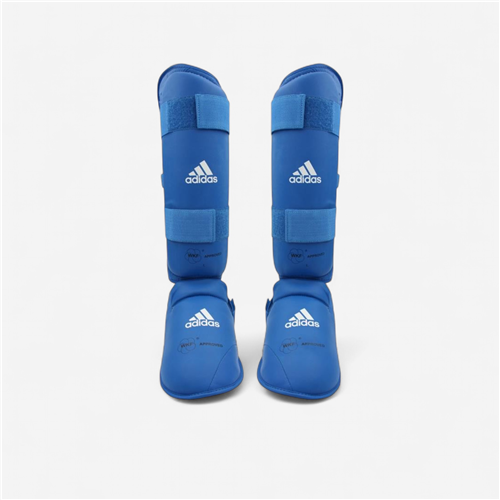 Protèges tibias pieds karaté Adidas - Wkf bleu