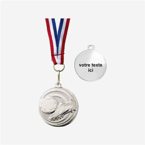 MÉDAILLE FOOTBALL ARGENT 32 MM PERSONNALISÉE