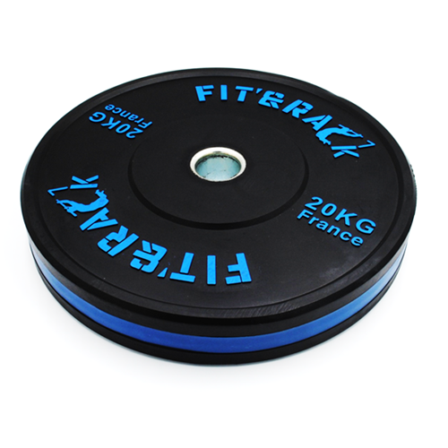 Poids Olympique Entraînement 2.0 20kg - Fit&amp;Rack Noir Liseret &amp; Impression Bleu