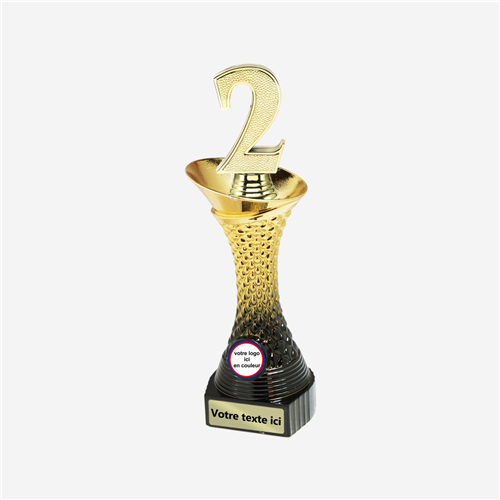 TROPHÉE NUMÉRO 2 PERSONNALISÉ 25,5 CM