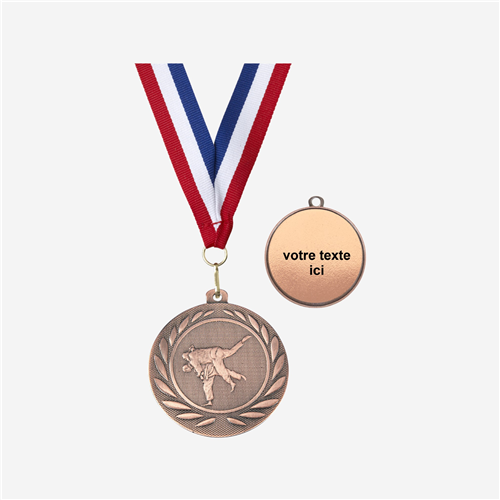 MÉDAILLE JUDO BRONZE 50 MM PERSONNALISÉE