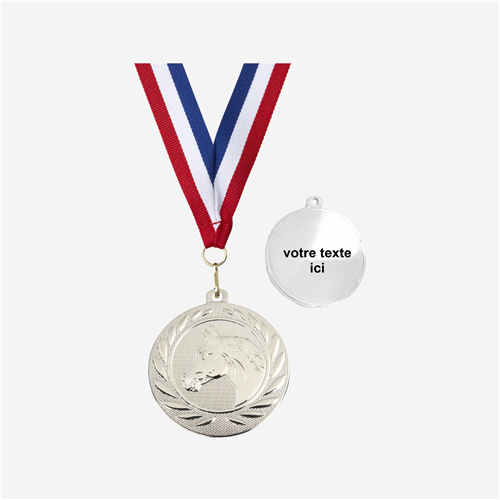 MÉDAILLE ÉQUITATION ARGENT 50 MM PERSONNALISÉE