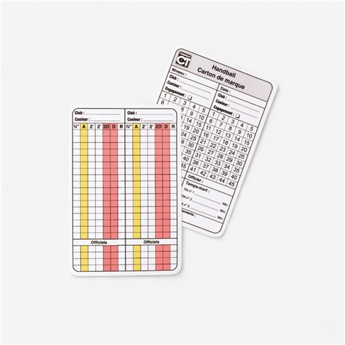 Carton d&#039;arbitre handball Tremblay - Lot de 10 Cartons &quot;Suivi Arbitrage&quot; 
