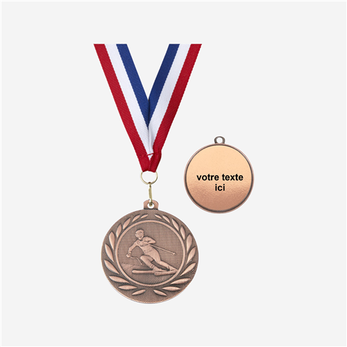 MÉDAILLE SKI BRONZE 50 MM PERSONNALISÉE