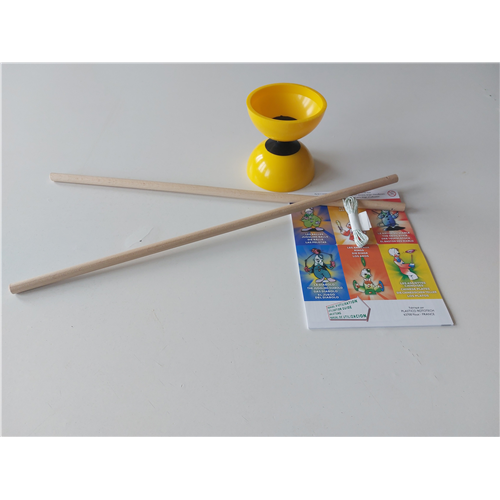 DIABOLO BIG JAUNE + BAGUETTES BOIS