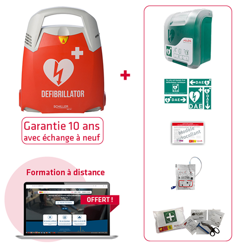 Défibrillateur SCHILLER - Pack espace public EXTERIEUR DAE FRED PA-1 sous alarme