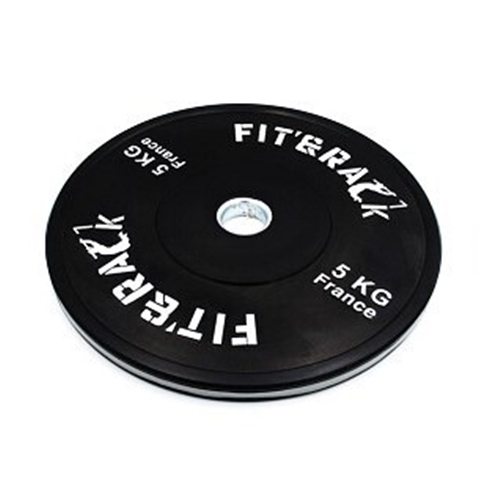 Poids Olympique Entraînement 2.0 5kg - Fit&amp;Rack Noir Liseret &amp; Impression Blanc