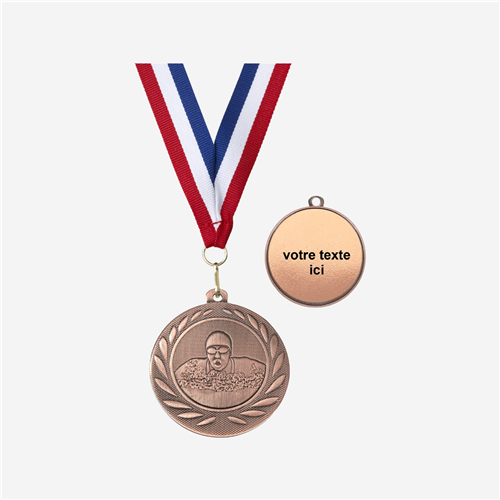 MÉDAILLE NATATION BRONZE 50 MM PERSONNALISÉE