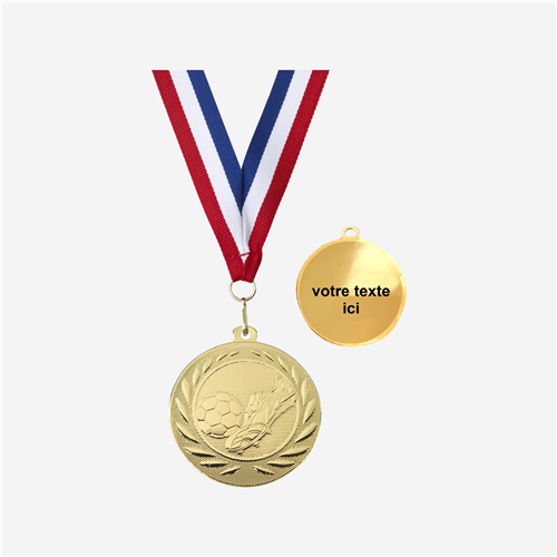 MÉDAILLE FOOTBALL OR 50 MM PERSONNALISÉE