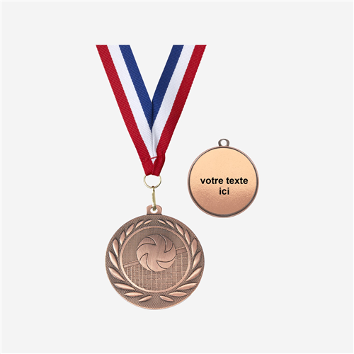 MÉDAILLE VOLLEYBALL BRONZE 50 MM PERSONNALISÉE