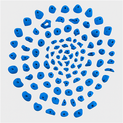 100 Prises Escalade - PACK COLLECTIVITE MUR BETON bleu (sans visserie)