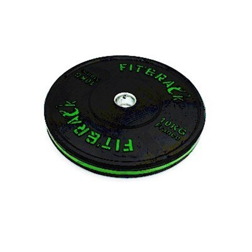 Poids Olympique Entraînement 2.0 10kg - Fit&amp;Rack Noir Liseret &amp; Impression Vert