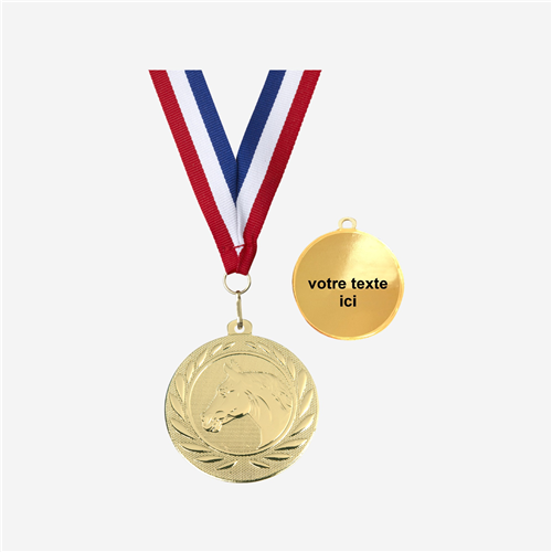 MÉDAILLE ÉQUITATION OR 50 MM PERSONNALISÉE