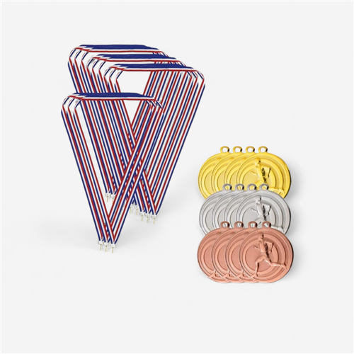Médaille frappée 32 mm - Lot de 12 Cross/Running avec cordon