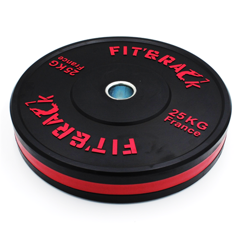 Poids Olympique Entraînement 2.0 25kg - Fit&amp;Rack Noir Liseret &amp; Impression Rouge