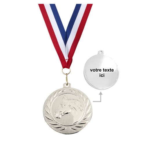 MÉDAILLE ÉQUITATION ARGENT 50 MM PERSONNALISÉE