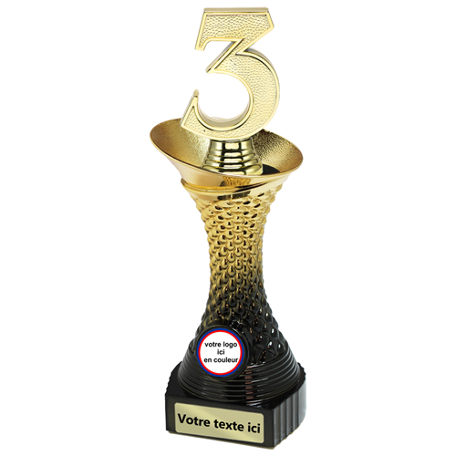 TROPHÉE NUMÉRO 3 PERSONNALISÉ 23,5 CM