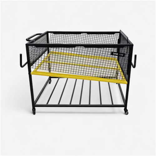 Cage de rangement pour balles mobile - noir et jaune
